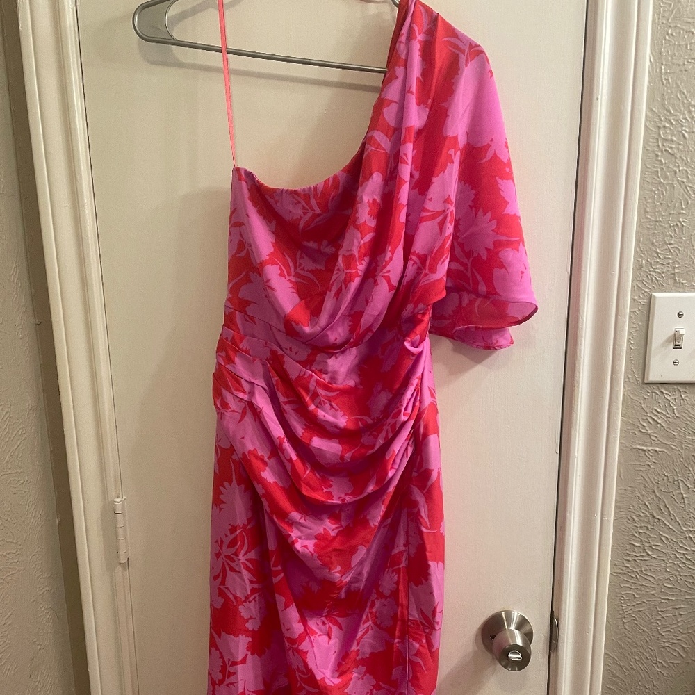 Bright Floral print one shouldered dress